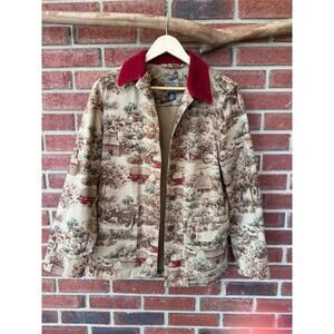 Vintage Ralph Lauren Barn Jacket with Red details and Tree Design - Size Small